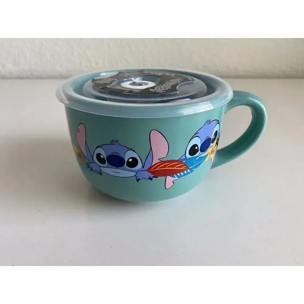 Disney Stitch Faces Emotions 24oz‎ Soup Coffee Mug Pressure Release Lid Bowl NEW